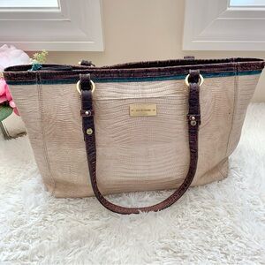 Brahmin Cream and Brown Shoulder Bag